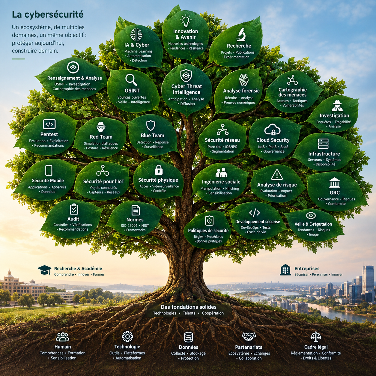 Image d'un arbre représentant un panorama de la cybersécurité